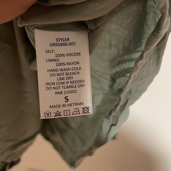 Leopard Mini Dress Small Ruffle Neutral Boho All In Favor Green Edgy Animal - Picture 6 of 13